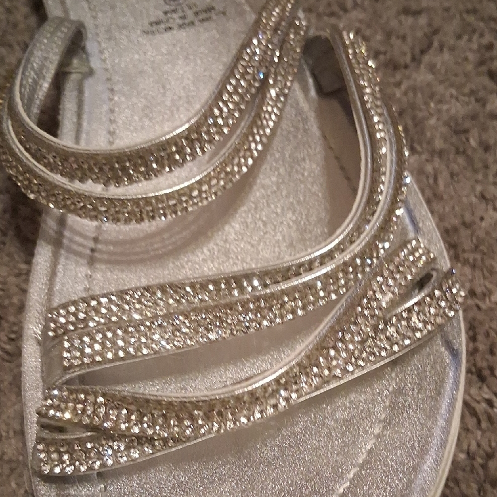 Silver Rhinestone Embellished Sandals - Picture 2 of 5